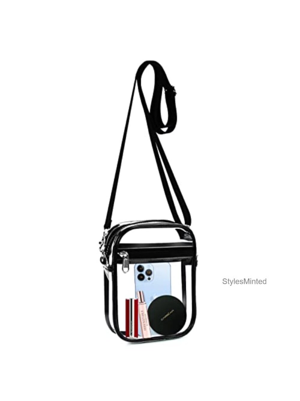 Clear PVC Crossbody Bag Stadium Approved Concerts Festivals Adjustable Strap